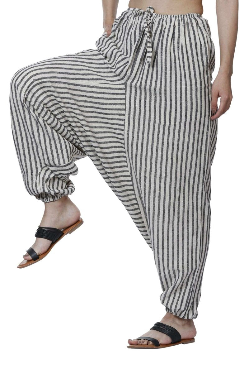 Women's Lounge Pant | White Stripes | Free Size | Verified Sustainable by Brown Living™