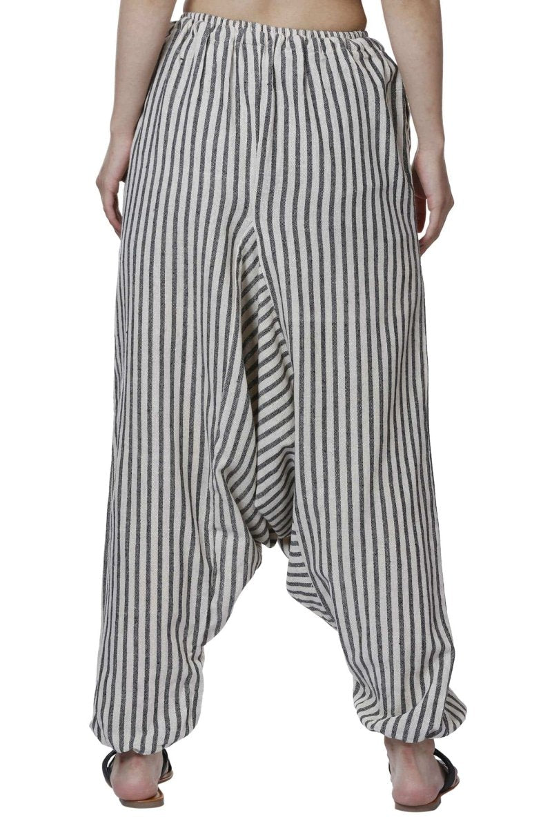 Women's Lounge Pant | White Stripes | Free Size | Verified Sustainable by Brown Living™