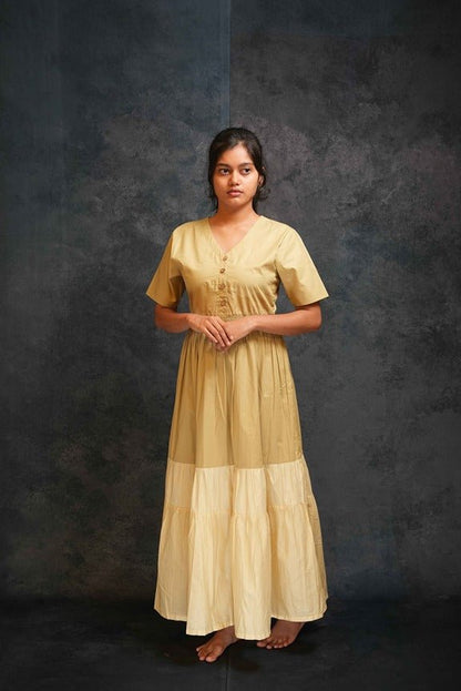 Women’s Two - Toned Cotton Satin Dress | Soft Breathable Conscious Wear – Womens Dress on Brown Living™. SKU: 2126021-03-06. Img 1.