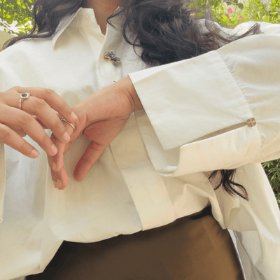 Women’s White Shirt | Cotton Casual Button Down Top – Womens Shirt on Brown Living™. SKU: ER-NICOLA-SH-XXS-01. Img 3.