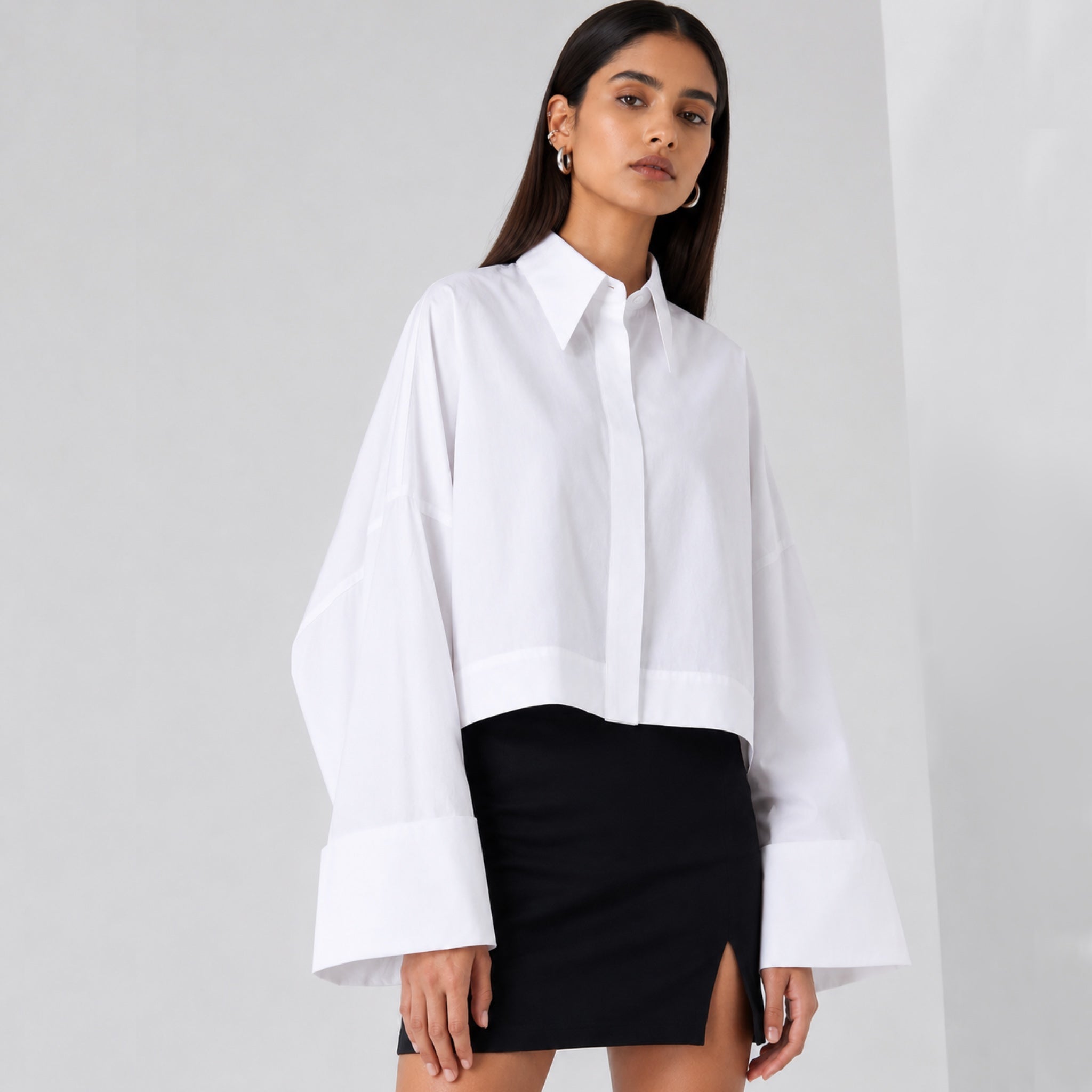 Women’s White Shirt | Cotton Casual Button Down Top – Womens Shirt on Brown Living™. SKU: _XXS_1783244825760_xyi5q. Img 5.