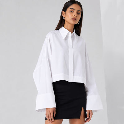 Women’s White Shirt | Cotton Casual Button Down Top – Womens Shirt on Brown Living™. SKU: _XXS_1783244825760_xyi5q. Img 5.