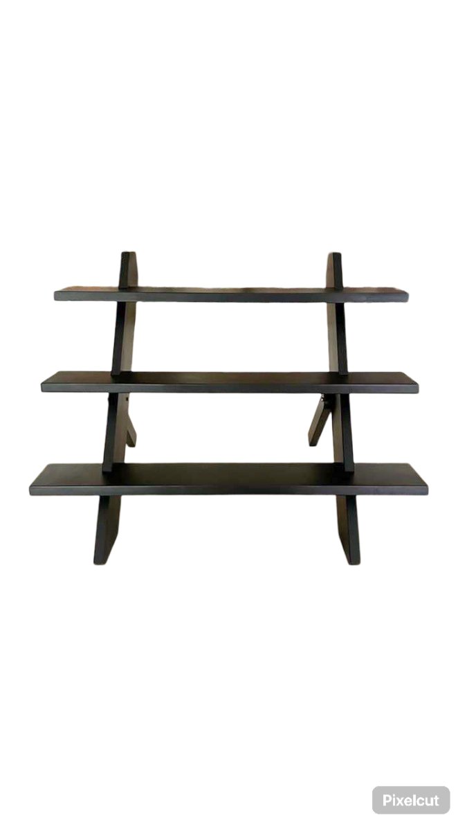 Wooden 3 Layer Foldable Multipurpose Display Rack - Black | Verified Sustainable Organizers on Brown Living™