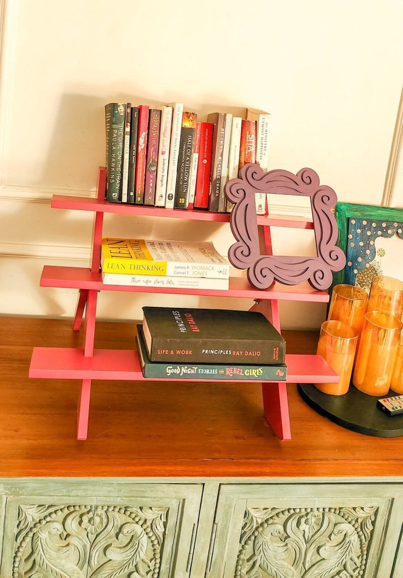 Wooden 3 Layer Foldable Multipurpose Display Rack - Pink | Verified Sustainable by Brown Living™