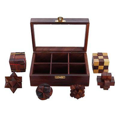 Wooden 3D Puzzle Six in One Game Set for Kids and Adults – Learning & Educational Toys on Brown Living™. SKU: BLSC1004395. Img 2.