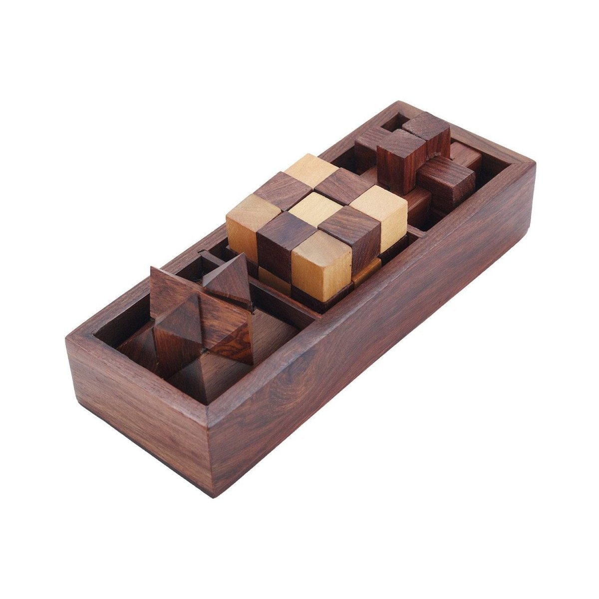 Wooden 3D Puzzles Game 3 - in - 1 Brain Teaser Game – Learning & Educational Toys on Brown Living™. SKU: BLSC1002441. Img 1.