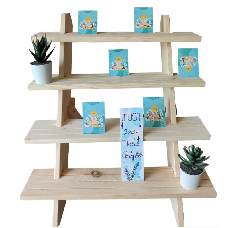 Wooden 4 Layer Foldable Multipurpose Exhibition Display Rack with Grooves | Verified Sustainable by Brown Living™