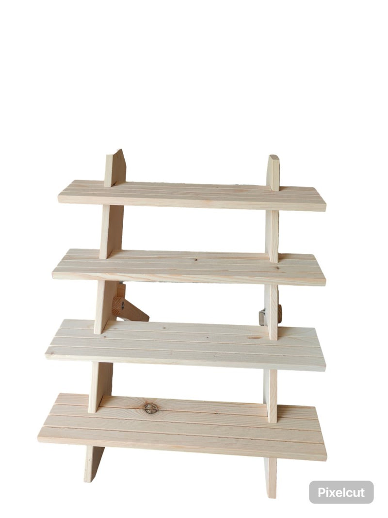 Wooden 4 Layer Foldable Multipurpose Exhibition Display Rack with Grooves | Verified Sustainable by Brown Living™