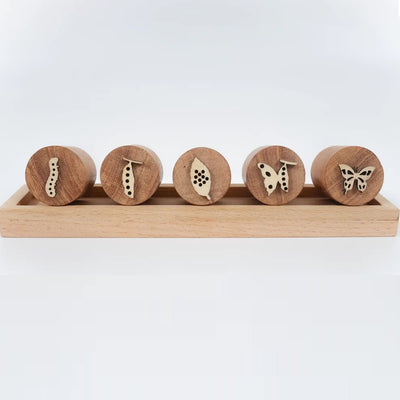 Wooden Butterfly Stamp Set – Craft Stamps for Kids & DIY Projects – Learning & Educational Toys on Brown Living™. SKU: butterflylife. Img 1.