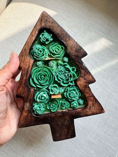 Wooden Christmas Tree Candle | Festive Holiday Décor Candle – Candles & Fragrances on Brown Living™. SKU: LUSH_0030. Img 4.