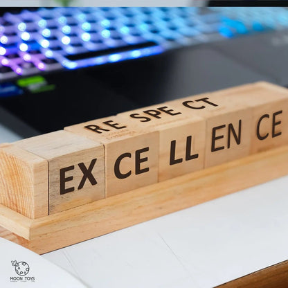 Wooden Core Values Gift – Handcrafted Desk Decor – Desk Organizers on Brown Living™. SKU: socialdice. Img 4.