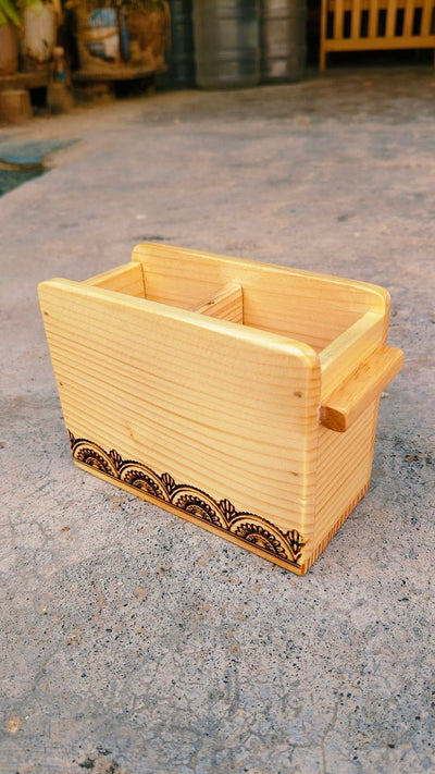 Wooden Cutlery Holder | Natural Kitchen Organiser – Kitchen Organizers on Brown Living™. SKU: Cutleryholder02. Img 1.