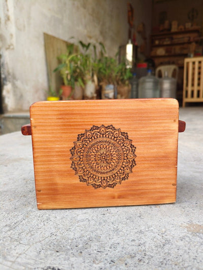 Wooden Cutlery Holder With Mandala Design | Kitchen Organiser – Kitchen Organizers on Brown Living™. SKU: Cutleryholder01. Img 9.