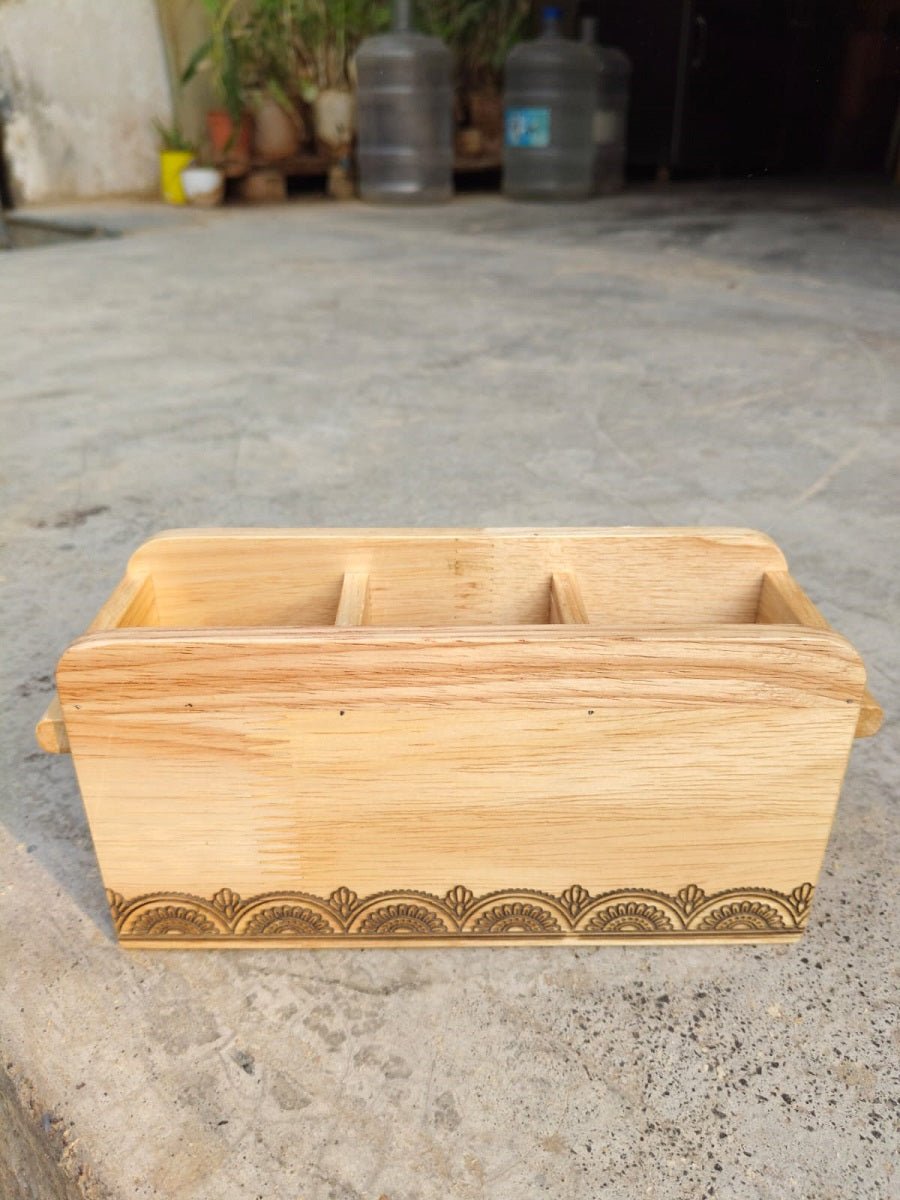 Wooden Cutlery Holder with Three Compartments – Kitchen Organizers on Brown Living™. SKU: Cutleryholder04. Img 4.