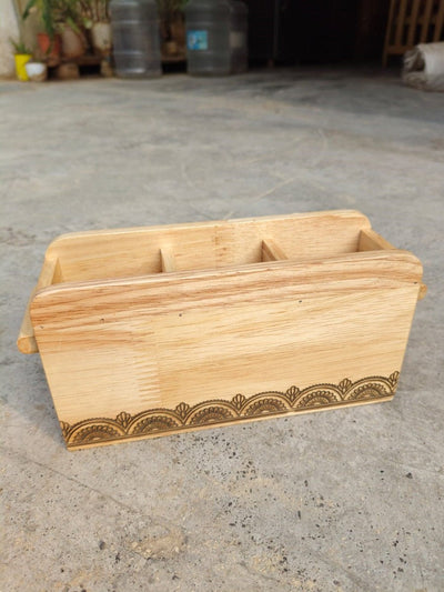 Wooden Cutlery Holder with Three Compartments – Kitchen Organizers on Brown Living™. SKU: Cutleryholder04. Img 3.