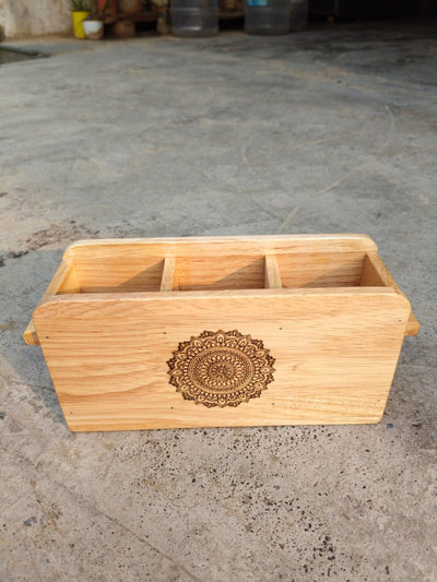 Wooden Cutlery Holder with Three Compartments – Organize Your Kitchen – Kitchen Organizers on Brown Living™. SKU: Cutleryholder03. Img 4.