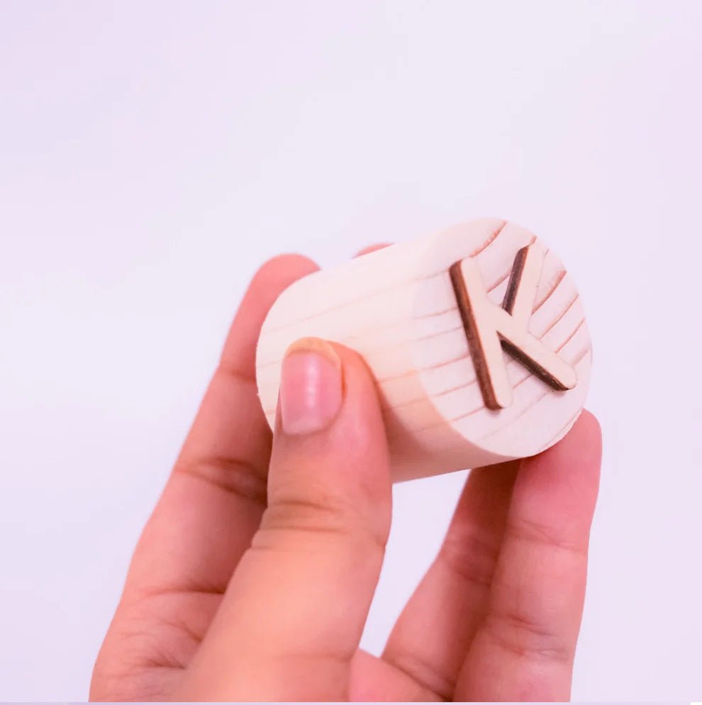 Wooden Double - Sided Letter - Alphabet Stamps – Learning & Educational Toys on Brown Living™. SKU: alphabetstamp. Img 4.