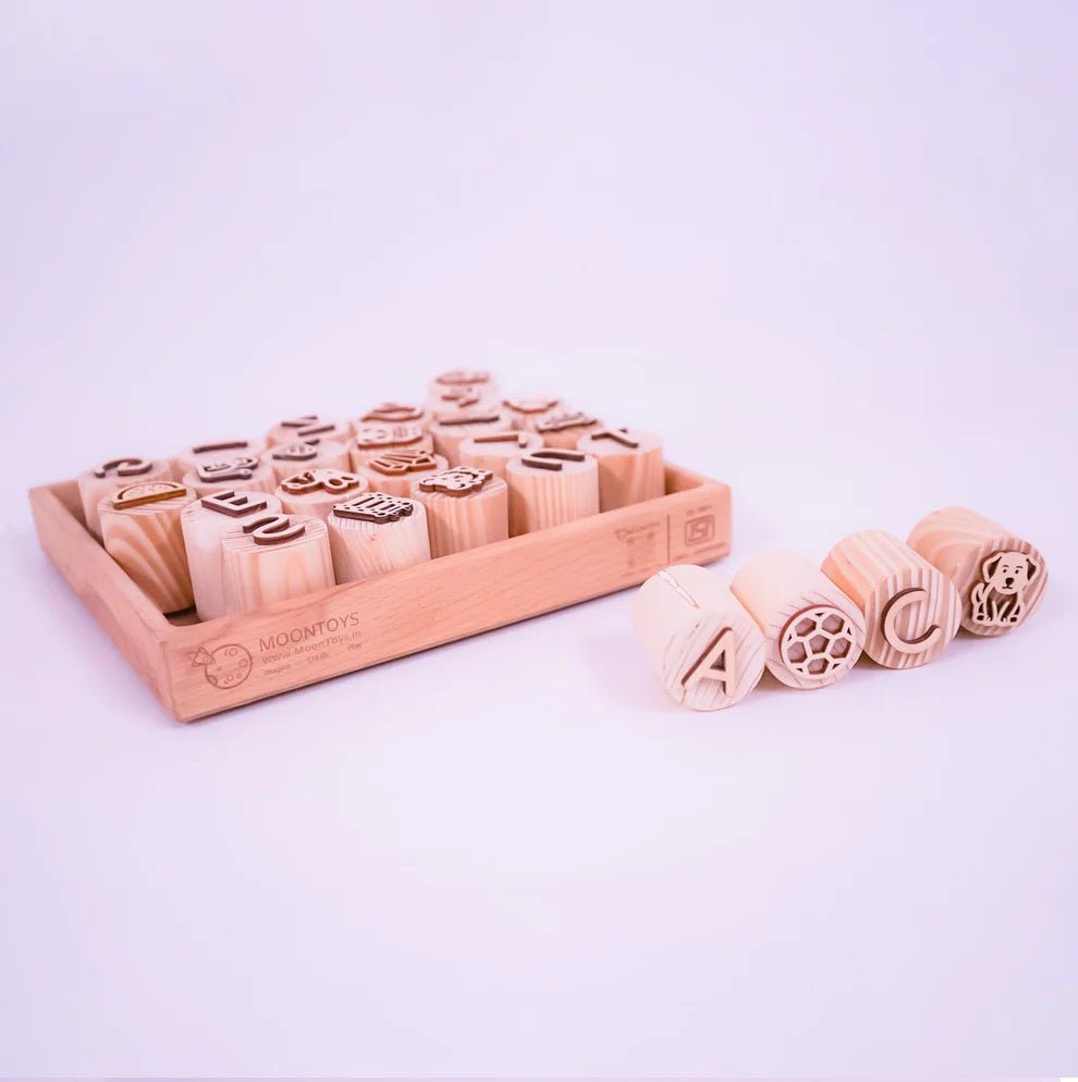 Wooden Double - Sided Letter - Alphabet Stamps – Learning & Educational Toys on Brown Living™. SKU: alphabetstamp. Img 6.