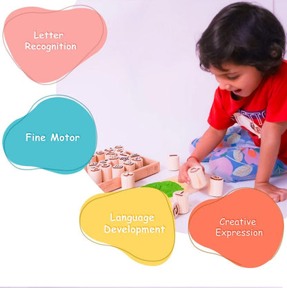 Wooden Double - Sided Letter - Alphabet Stamps – Learning & Educational Toys on Brown Living™. SKU: alphabetstamp. Img 7.