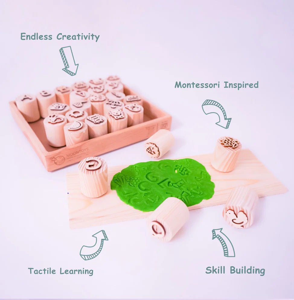 Wooden Double - Sided Letter - Alphabet Stamps – Learning & Educational Toys on Brown Living™. SKU: alphabetstamp. Img 2.