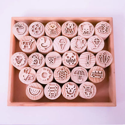 Wooden Double - Sided Letter - Alphabet Stamps – Learning & Educational Toys on Brown Living™. SKU: alphabetstamp. Img 5.