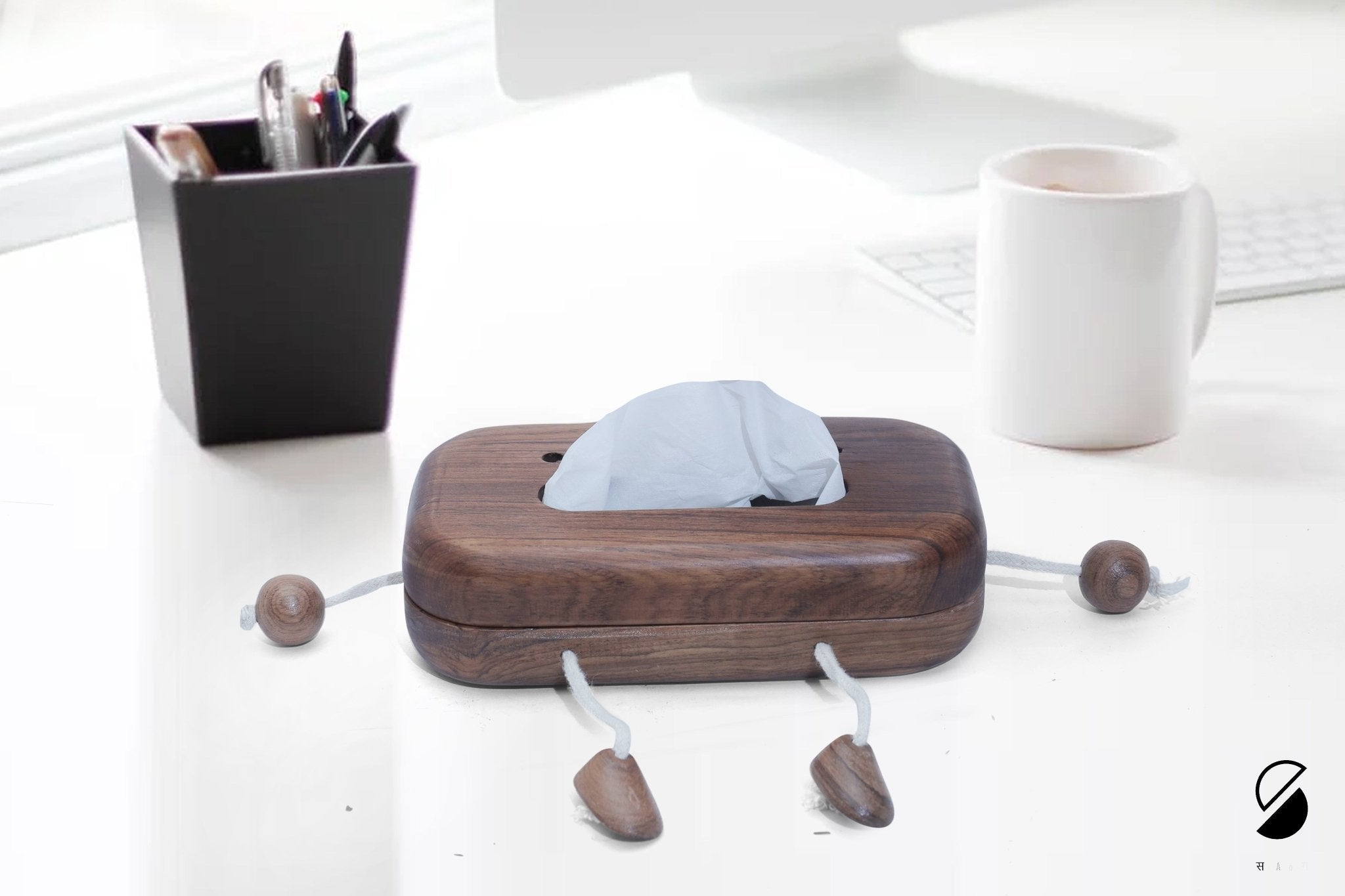 Wooden Face Tissue Box Holder | Eco - Friendly Tissue Box Cover for Home – Home Décor on Brown Living™. SKU: BTB. Img 4.