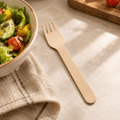 Wooden Fork | Travel-Friendly Disposable Cutlery – Cutlery on Brown Living™. SKU: ORKO-4-WFN. Img 1.