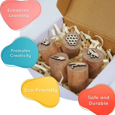 Wooden Frog Stamp Set – Eco - Friendly Montessori Toy for Toddlers – Learning & Educational Toys on Brown Living™. SKU: froglife. Img 2.