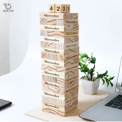 Wooden Jenga Game Tower – Classic Stack & Pull Game for Kids & Adults – Sets & Stacking Toys on Brown Living™. SKU: jenga. Img 1.