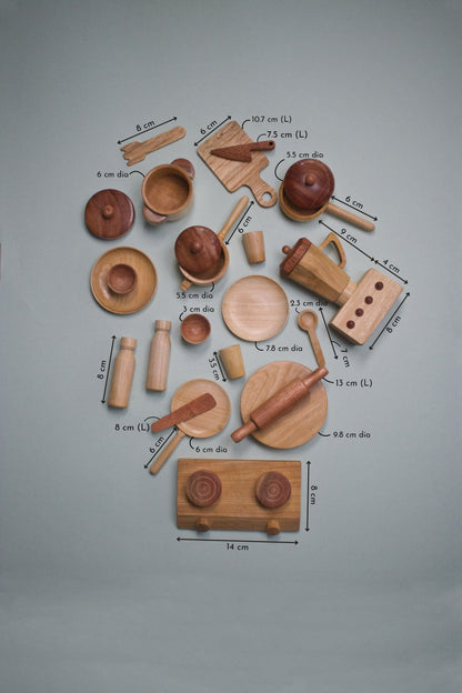 Wooden Kitchen Set | Montessori Pretend Play Cooking Toy for Kids – Learning & Educational Toys on Brown Living™. SKU: TTOE001. Img 4.