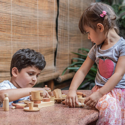 Wooden Kitchen Set | Montessori Pretend Play Cooking Toy for Kids – Learning & Educational Toys on Brown Living™. SKU: TTOE001. Img 3.