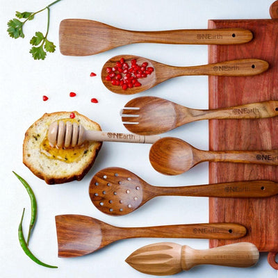 Wooden Kitchen Tools | Premium Cooking & Serving Set – Kitchen Tools on Brown Living™. SKU: OEP493a. Img 1.