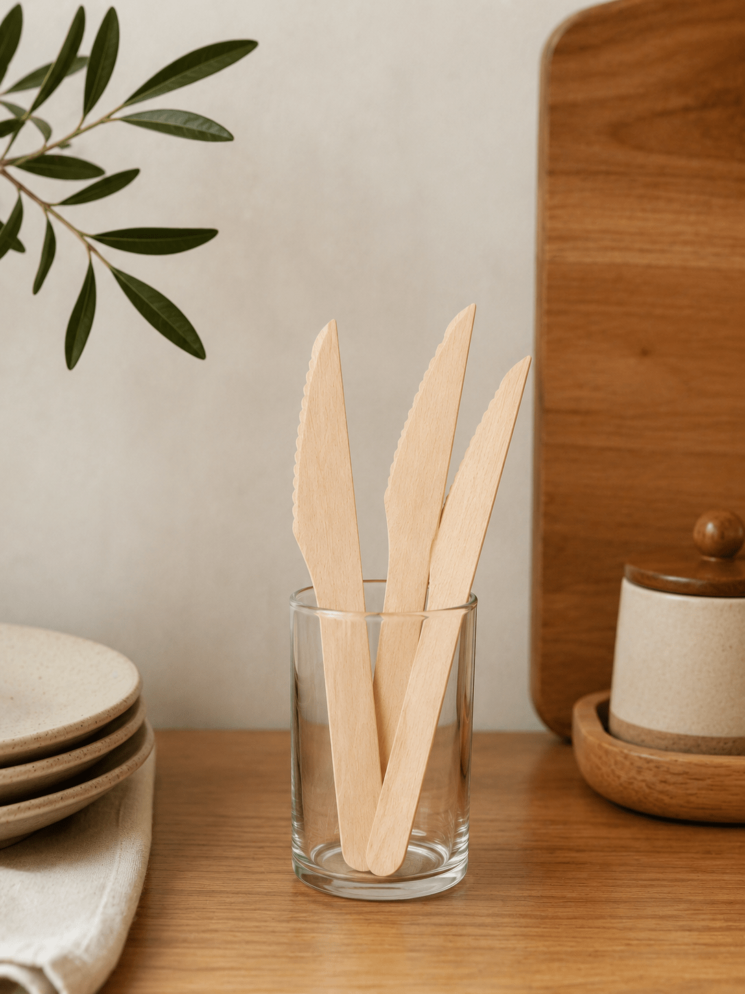 Wooden Knife 160 mm | Travel-Friendly Disposable Cutlery – Cutlery on Brown Living™. SKU: ORKO-20-WK. Img 2.