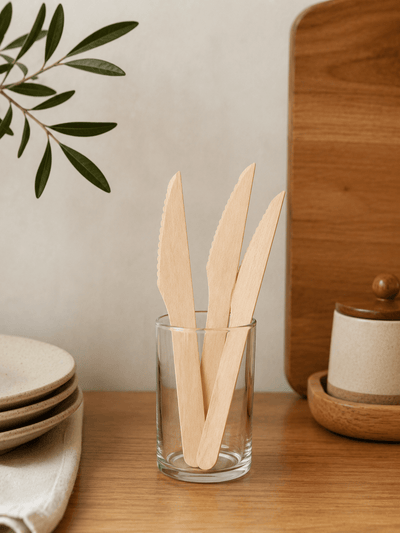 Wooden Knife 160 mm | Travel-Friendly Disposable Cutlery – Cutlery on Brown Living™. SKU: ORKO-20-WK. Img 2.