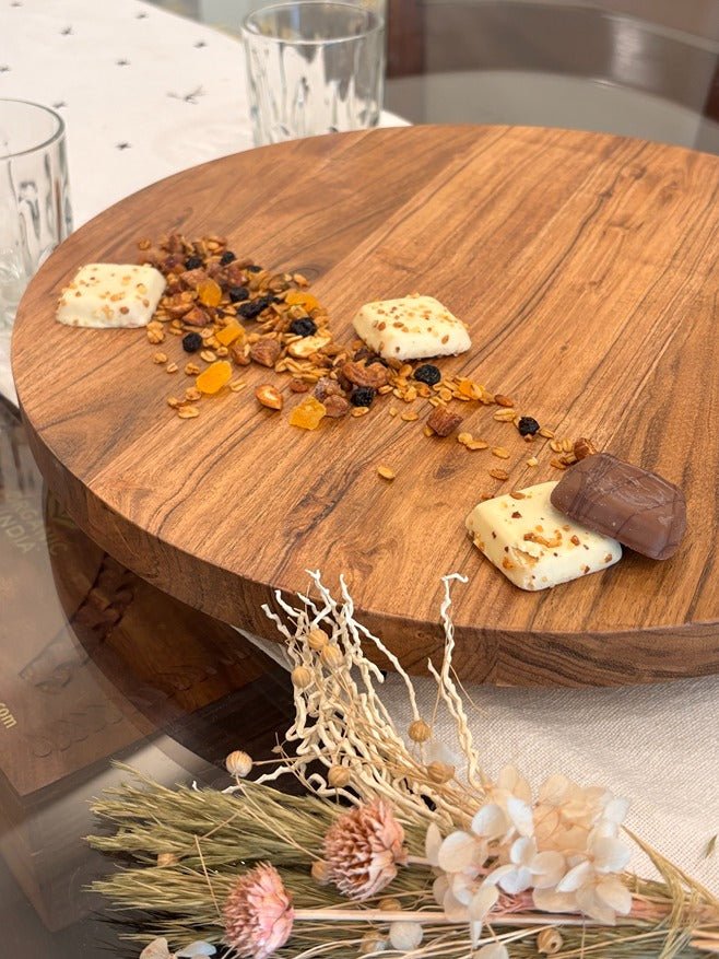 Wooden Lazy Susan Rotating Serving Tray For Dining Table – Trays & Platters on Brown Living™. SKU: TLD-BL-27. Img 4.