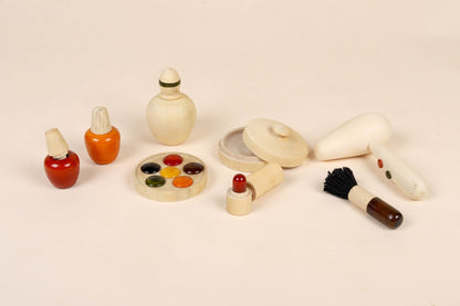 Wooden Makeup Play Set – Pretend Play Kit for Kids – Role & Pretend Play Toys on Brown Living™. SKU: WMUS. Img 2.