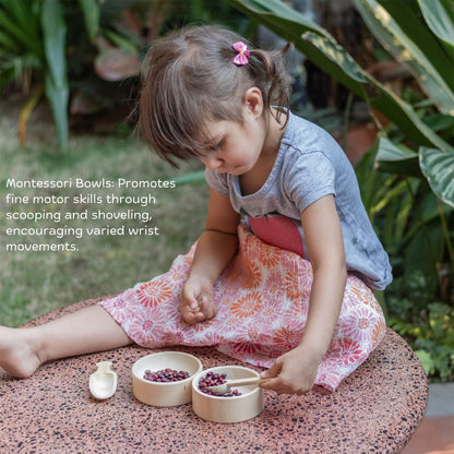 Wooden Montessori Bowls and Spoons – Learning & Educational Toys on Brown Living™. SKU: TTOE002. Img 2.