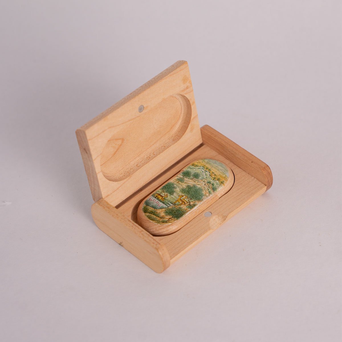 Wooden Pen drive Box Set with Hand Painted Miniature Art – Tech Accessories on Brown Living™. SKU: PN13024. Img 9.