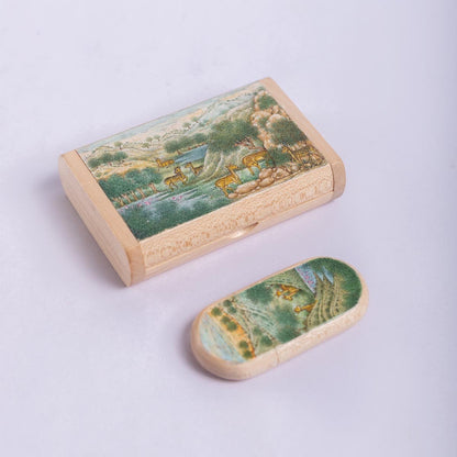 Wooden Pen drive Box Set with Hand Painted Miniature Art – Tech Accessories on Brown Living™. SKU: PN13027. Img 16.