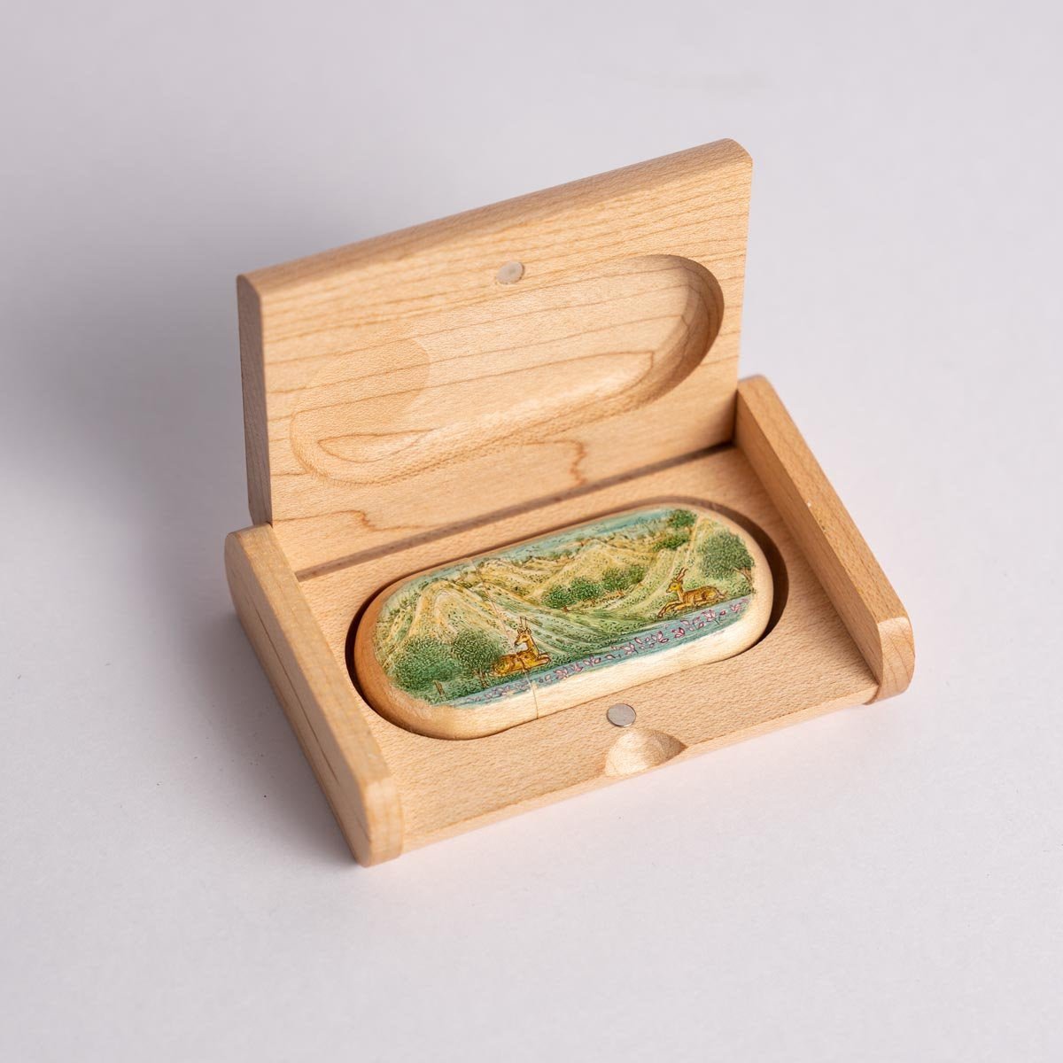 Wooden Pen drive Box Set with Hand Painted Miniature Art – Tech Accessories on Brown Living™. SKU: PN13027. Img 12.