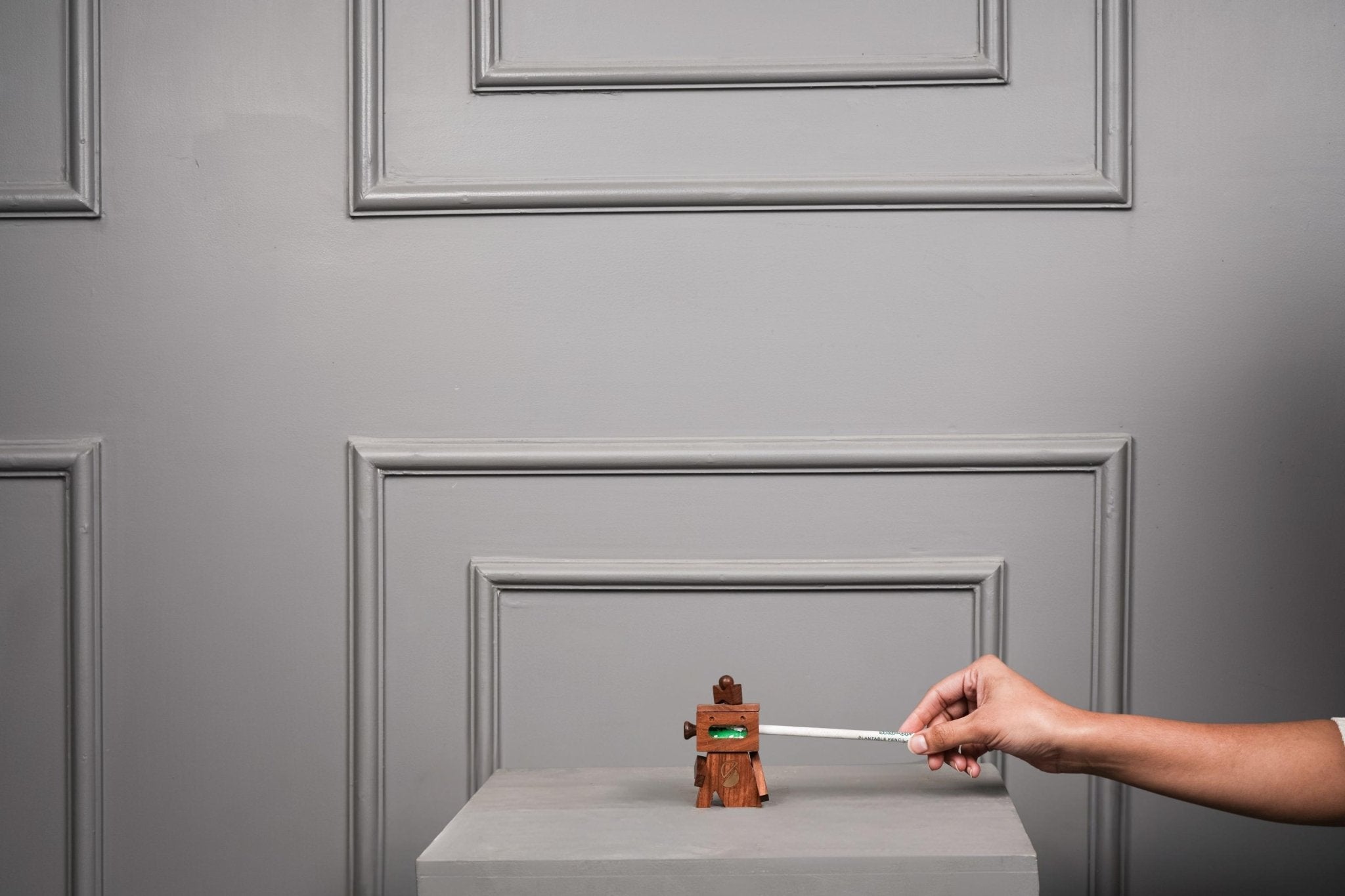 Wooden Pencil Sharpener | Eco Friendly Stationery Tool – Stationary on Brown Living™. SKU: FMS. Img 1.