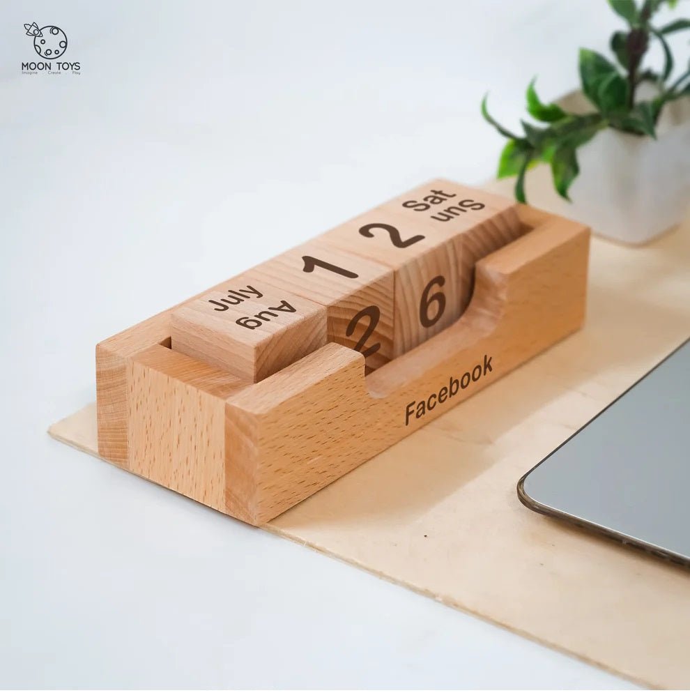 Wooden Perpetual Calendar Tray – Desk Organizer & Home Decor – Desk Organizers on Brown Living™. SKU: calender. Img 3.