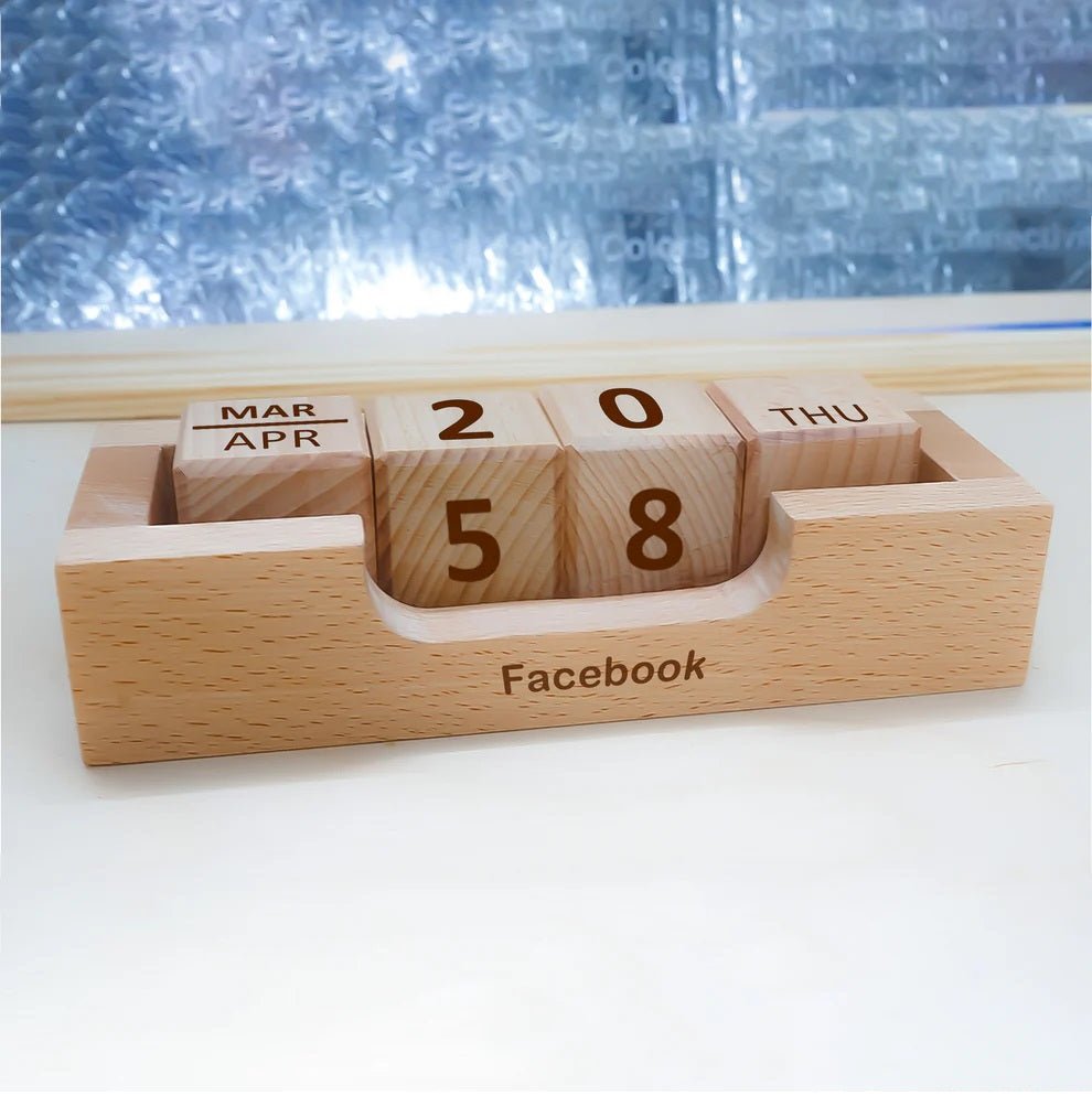 Wooden Perpetual Calendar Tray – Desk Organizer & Home Decor – Desk Organizers on Brown Living™. SKU: calender. Img 2.