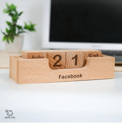 Wooden Perpetual Calendar Tray – Desk Organizer & Home Decor – Desk Organizers on Brown Living™. SKU: calender. Img 1.