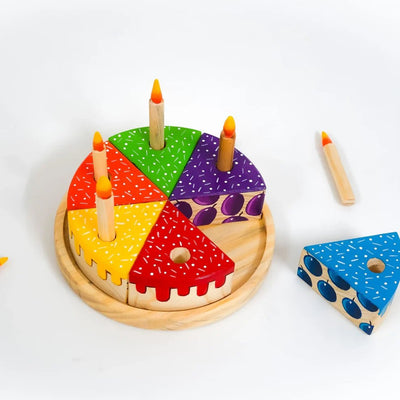 Wooden Rainbow Fruit Cake Toy – Montessori Educational Play – Learning & Educational Toys on Brown Living™. SKU: rainbowcke. Img 7.