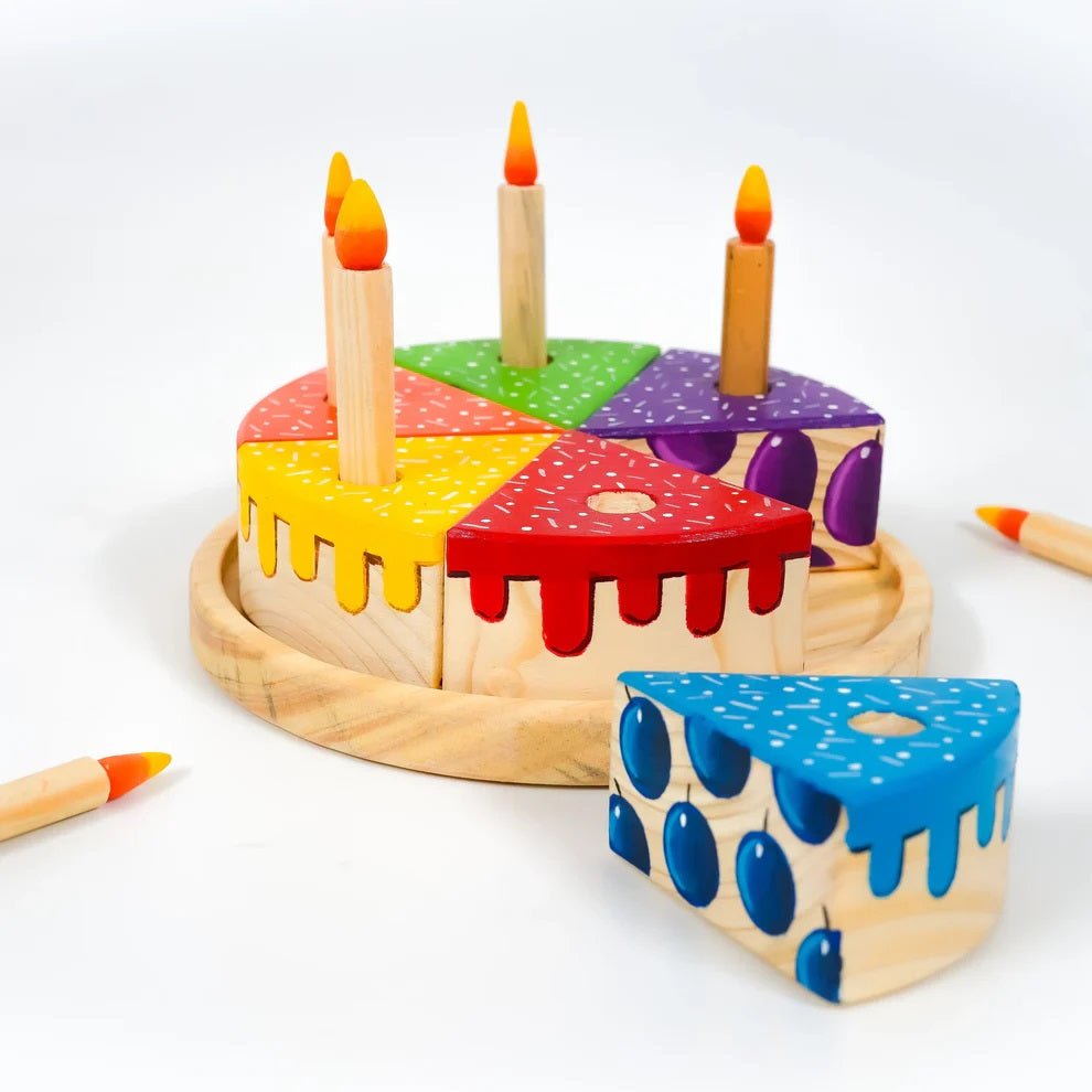 Wooden Rainbow Fruit Cake Toy – Montessori Educational Play – Learning & Educational Toys on Brown Living™. SKU: rainbowcke. Img 1.