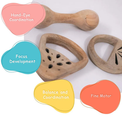 Wooden Rattle Set Baby Toy | Tangerine, Watermelon & Dumbbell – Baby Rattles on Brown Living™. SKU: TangerineWatermelonDumbbell. Img 5.