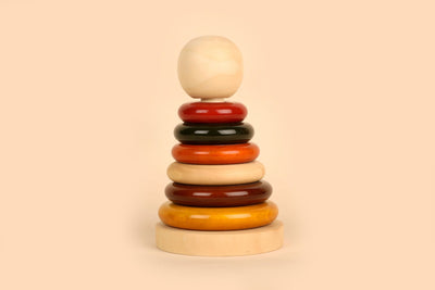 Wooden Ring Stacker | Handcrafted, Eco - Friendly Montessori Toy – Wooden Toys on Brown Living™. SKU: RINGSTACKER. Img 1.