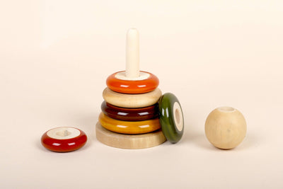 Wooden Ring Stacker | Handcrafted, Eco - Friendly Montessori Toy – Wooden Toys on Brown Living™. SKU: RINGSTACKER. Img 2.