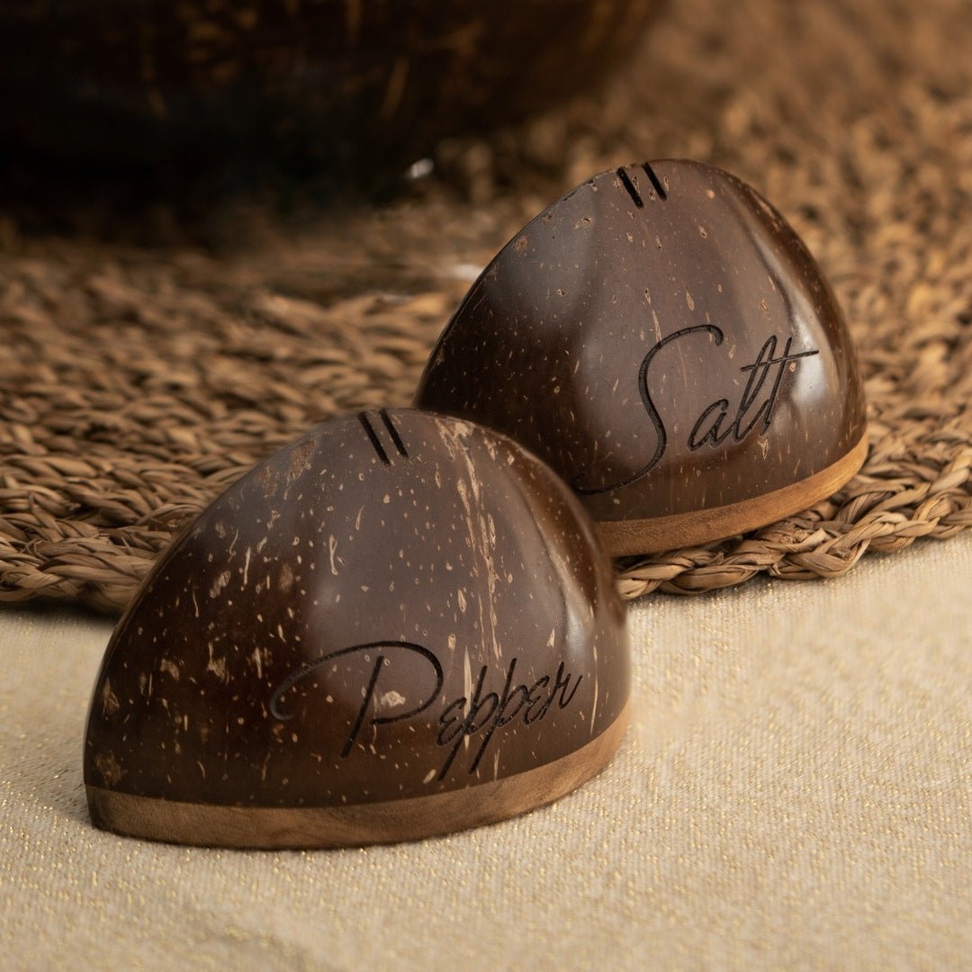 Wooden Salt and Pepper Shakers | Handcrafted – Table Essentials on Brown Living™. SKU: 173 - 13165 - THENGASALT. Img 3.